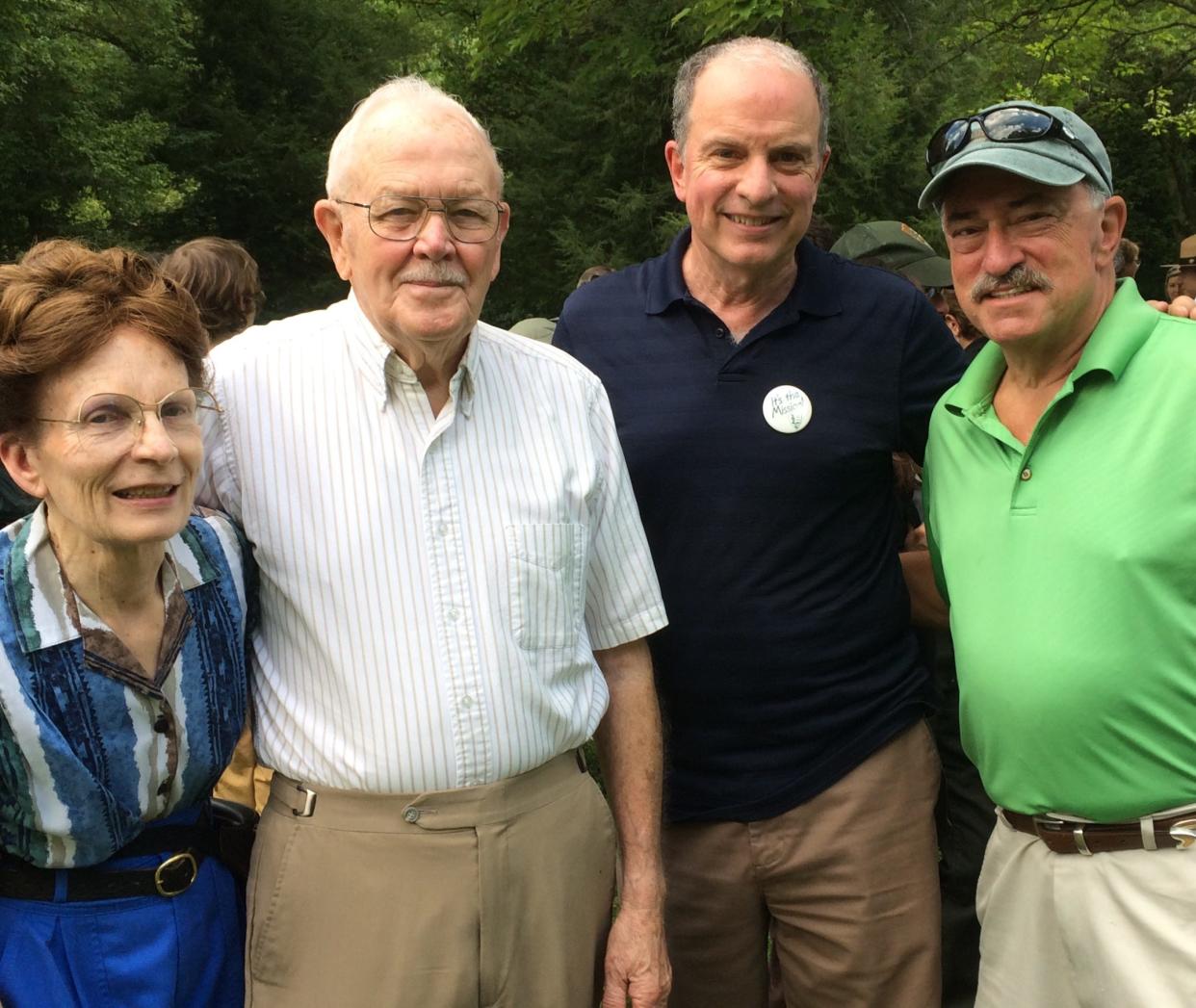 Randy Pope, second from left, was superintendent of the Great Smoky Mountains National Park and helped form Friends of the Smokies in 1993. He is shown here at a celebration of the 100th anniversary of the National Park Service in August 2016. His wife, Kathy, who died in 2018, is to his right. Others in the photo to Pope's left are Don Barger, senior regional director, National Parks Conservation Association, and Doug Fry (with cap), son of another former park superintendent, George W. Fry.