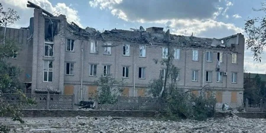 The destroyed hospital in Beryslav