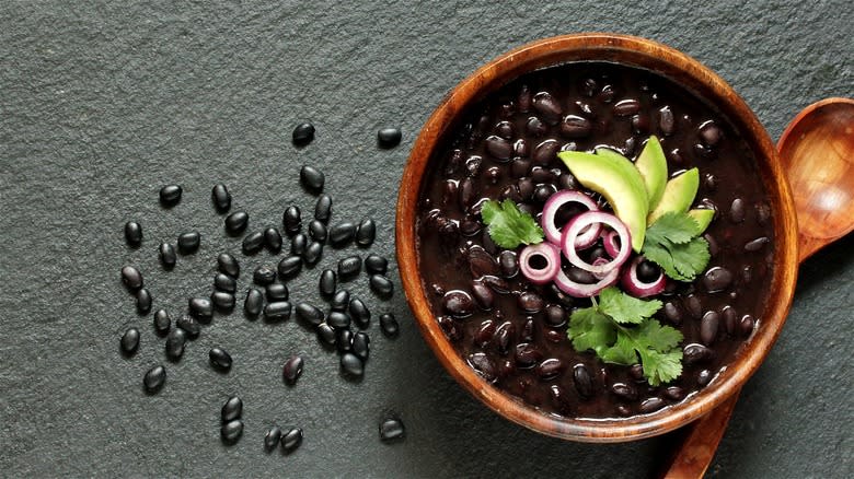 Bowl of black bean soup