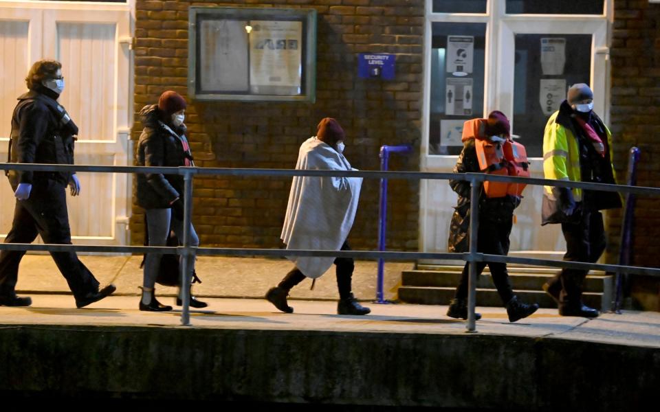 Migrants arriving on February 23 in Dover, Kent - Steve Finn