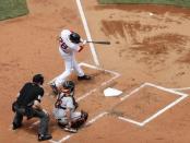 May 20, 2018; Boston, MA, USA; Boston Red Sox right fielder J.D. Martinez (28) hits a home run against the Baltimore Orioles during the second inning at Fenway Park. Mandatory Credit: Winslow Townson-USA TODAY Sports