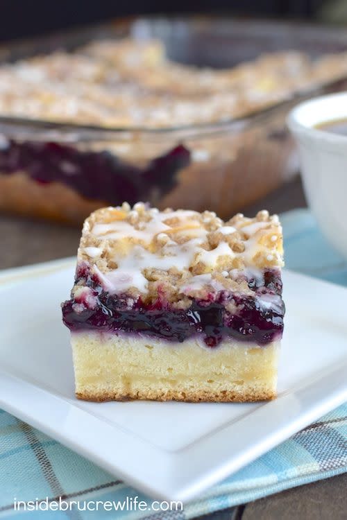 <p><span>Wake and cake.</span></p><p><span>Get the recipe from </span><a href="http://insidebrucrewlife.com/2015/05/blueberry-cream-coffee-cake/" rel="nofollow noopener" target="_blank" data-ylk="slk:Inside BruCrew Life;elm:context_link;itc:0;sec:content-canvas" class="link ">Inside BruCrew Life</a><span>.</span><br></p>