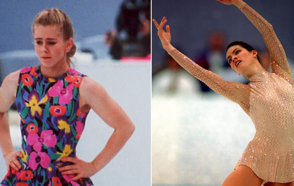 Tonya Harding (L) became infamous following an attack on her main competitor Nancy Kerrigan (R) who was left unable to compete in the 1994 U.S. Winter Olympics after she was struck in the knee. Source: Getty