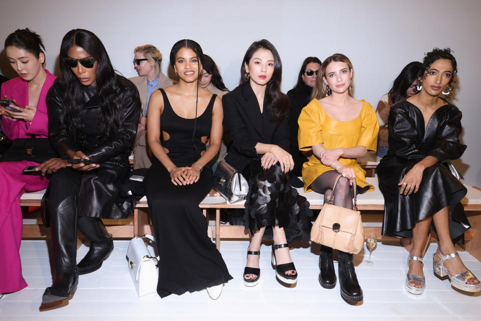 Honey Dijon, Zazie Beetz, Liu Tao, Emma Roberts, and Trisha Shetty attend the Chloé fall 2023 show.