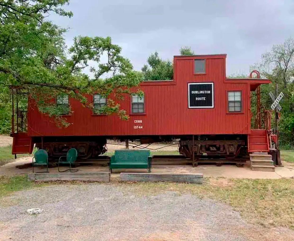 Route 66 Oklahoma City 1925 Red Caboose Airbnb. Photo Provided