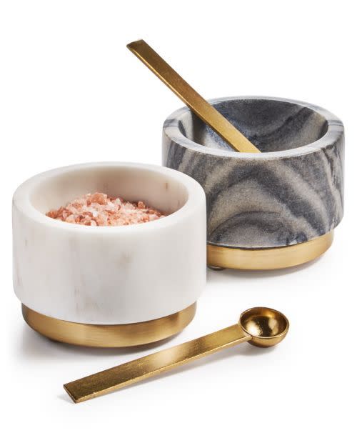 Hotel Collection Set of 2 Modern Marble Condiment Bowls