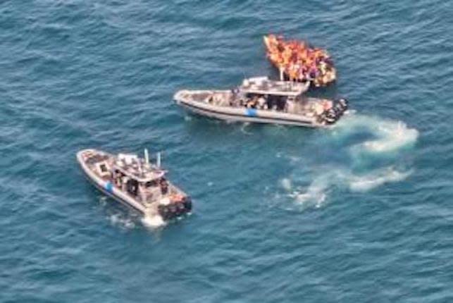 Agents aboard a U.S. Customs and Border Protection Air and Marine Operations 41-foot Coastal Interceptor Vessel were initially alerted to the suspicious vessel Monday, later detecting the boat near Cabo Rojo, Puerto Rico. Photo courtesy of U.S. Customs and Border Protection Air and Marine Operations