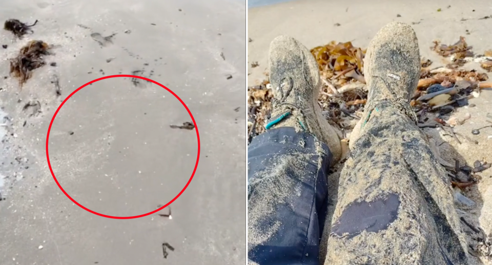 The woman says she has been walking along this beach most of her life and nothing like this has ever happened. Source: TikTok