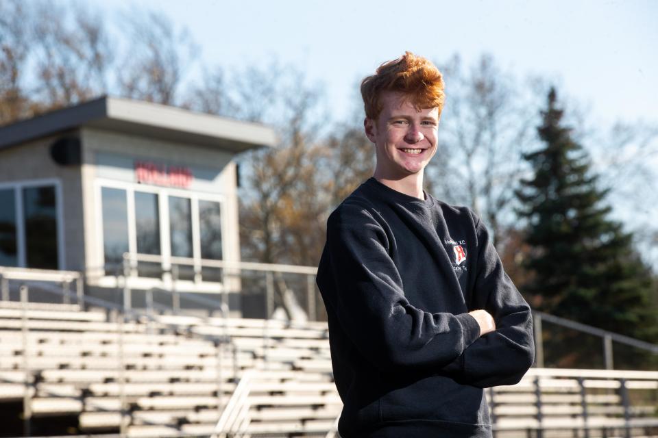 Holland's Noah Lambers poses for a portrait Thursday, Nov. 9, 2023, at Holland High School. Lambers has been named The Sentinel's Boys Cross Country Runner of The Year.