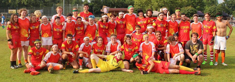 La selección española de quidditch durante el mundial de 2016. Foto: Facebook AQE