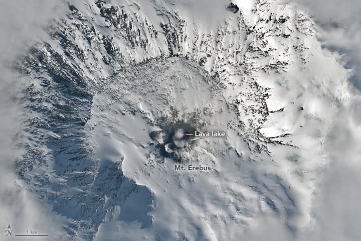 Mount Erebus is one of two active Antarctic volcanoes. NASA Earth/ZUMA Press Wire