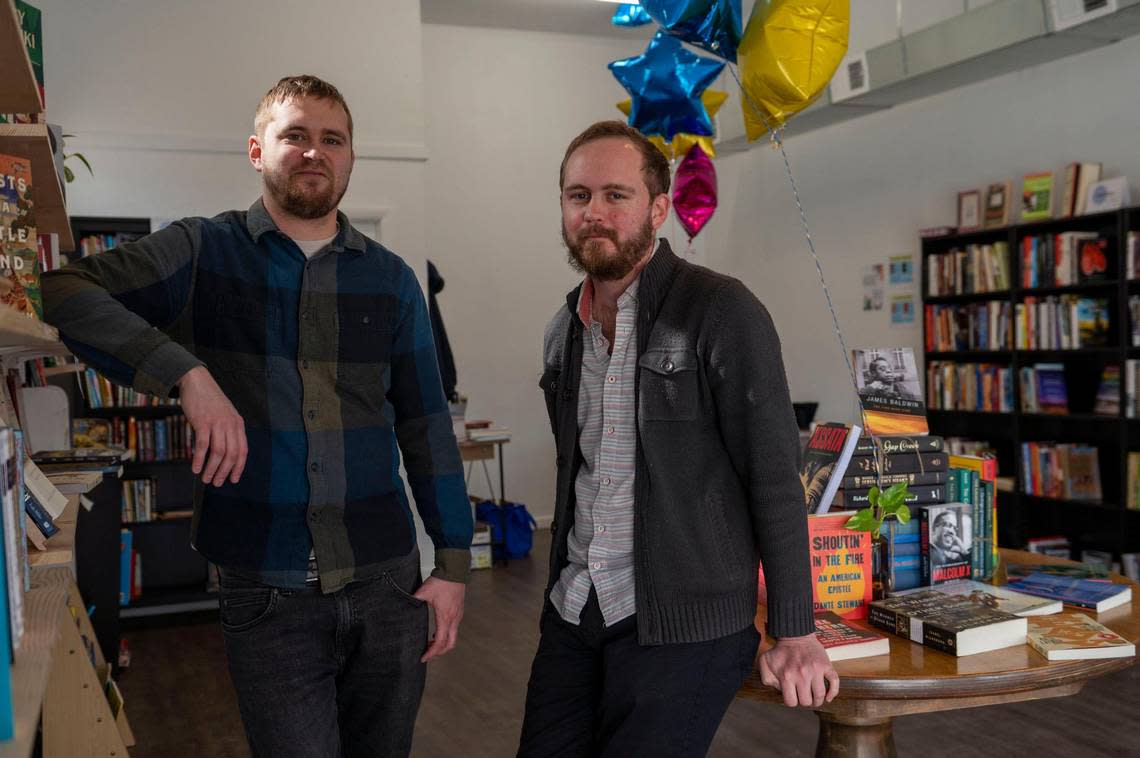 Joel, left, and Ty Melgren relocated Flagship Books in January from North Kansas City’s Iron District to Strawberry Hill.