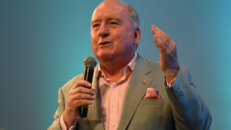 Radio presenter Alan Jones speaks at the Ampuni Mercy vigil for Myuran Sukumaran and Andrew Chan at the C3 church in Sydney. Source: AAP