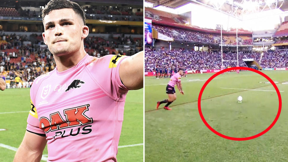 Nathan Cleary, pictured here in action for the Panthers against the Storm.