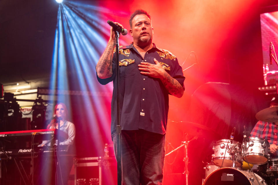 Uncle Kracker looks over the audience Friday night at the Clovis Music Festival in Clovis, New Mexico.