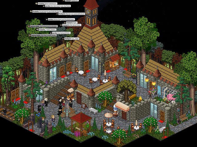 Many spaces in Habbo, a virtual world created by Finnish developer Sulake,feel like this one