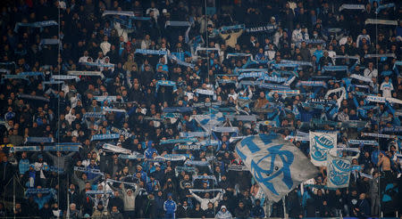 Soccer Football - Ligue 1 - Olympique de Marseille vs Bordeaux - Orange Velodrome, Marseille, France - February 18, 2018 Marseille fans REUTERS/Jean-Paul Pelissier