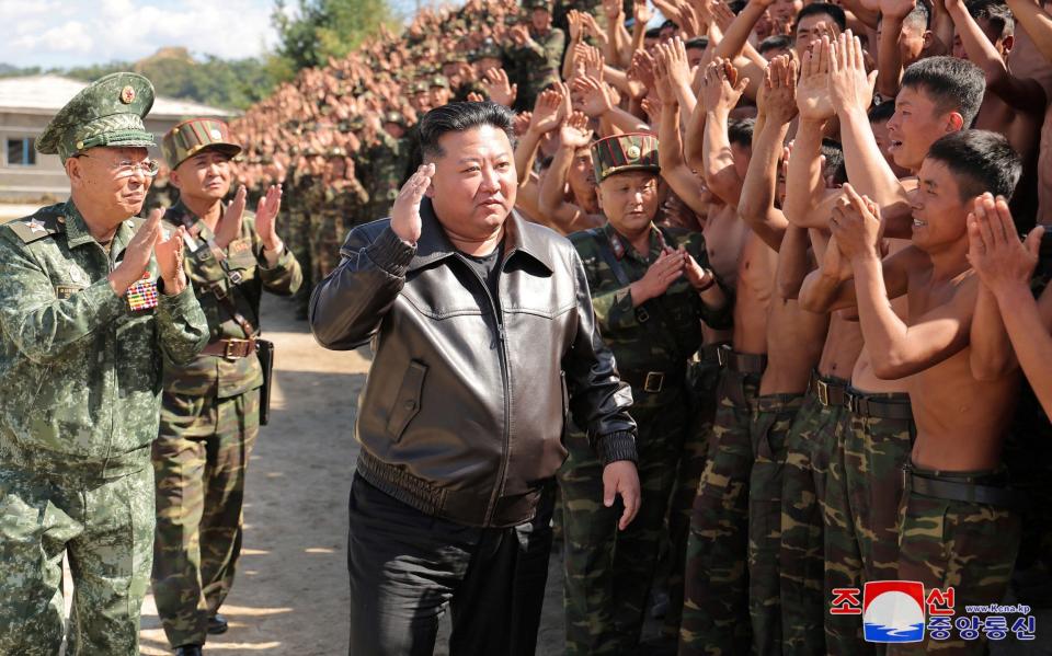 Kim Jong-un salutes members of North Korea's military