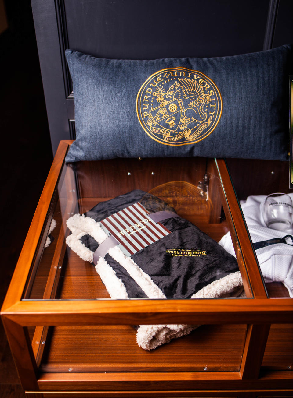 The Union Club Hotel at Purdue University sells a number of items a Boilermaker might enjoy, including a popular pillow available this Christmas.