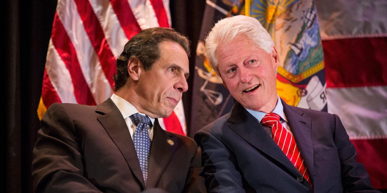 Former President Bill Clinton and former New York Gov. Andrew Cuomo at a campaign event in New York City on October 30, 2014.