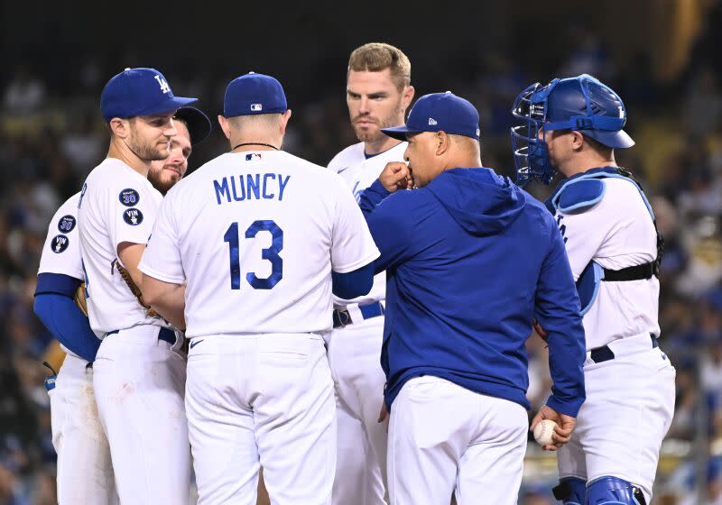 Los Angeles, California October 3 2022-Dodgers manager Dave Roberts during a recent game at Dodger Stadium Monday. (Wally Skalij/Los Angeles Times)