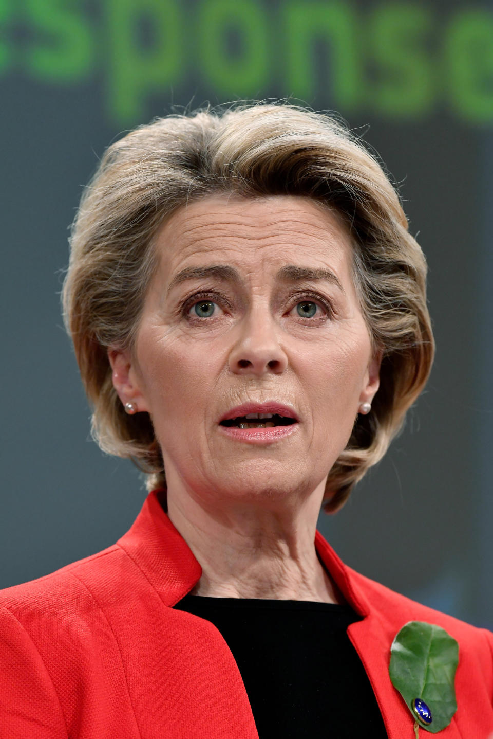 European Commission President Ursula von der Leyen speaks during a media conference on the Commissions response to COVID-19 at EU headquarters in Brussels, Wednesday, March 17, 2021. The European Commission is proposing Wednesday to create a Digital Green Certificate to facilitate safe free movement inside the EU during the COVID-19 pandemic. (John Thys, Pool via AP)