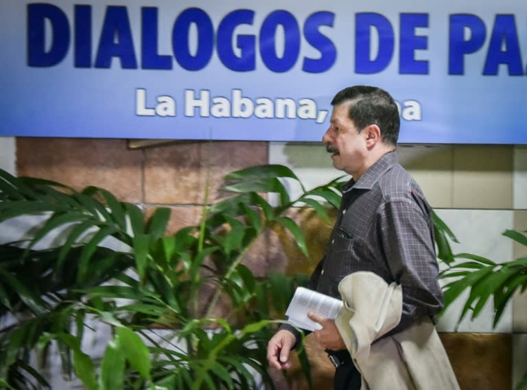 A member of the Colombian government delegation at peace talks with the Revolutionary Armed Forces of Colombia (FARC), arrives at Convention Palace in Havana, on July 23, 2015