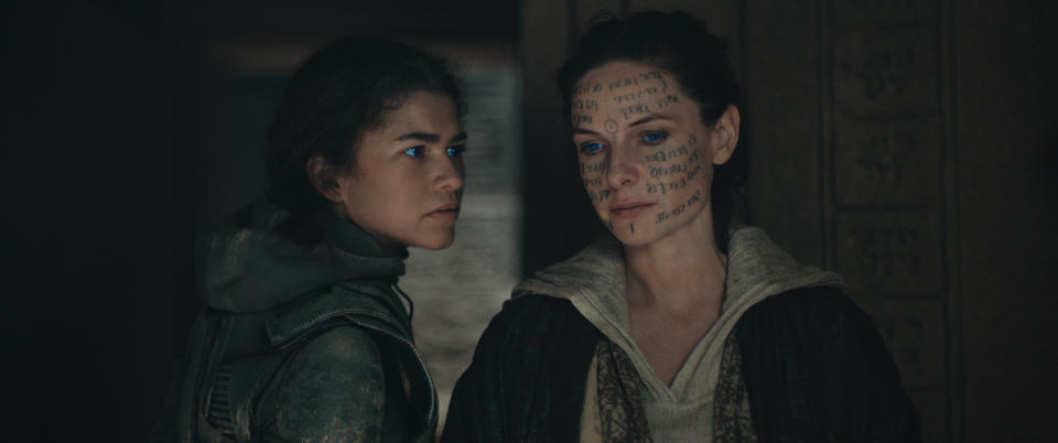 (L-r) ZENDAYA as Chani and REBECCA FERGUSON as Lady Jessica in Warner Bros. Pictures and Legendary Pictures’ action adventure “DUNE: PART TWO,” a Warner Bros. Pictures release