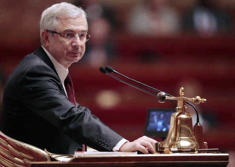 France's National Assembly President Claude Bartolone is seen as he listens to members of Parliament explaining their vote on February 12, 2013 at the French National Assembly in Paris, after the assembly voted by a clear majority to adopt legislation allowing homosexual couples to marry and adopt children