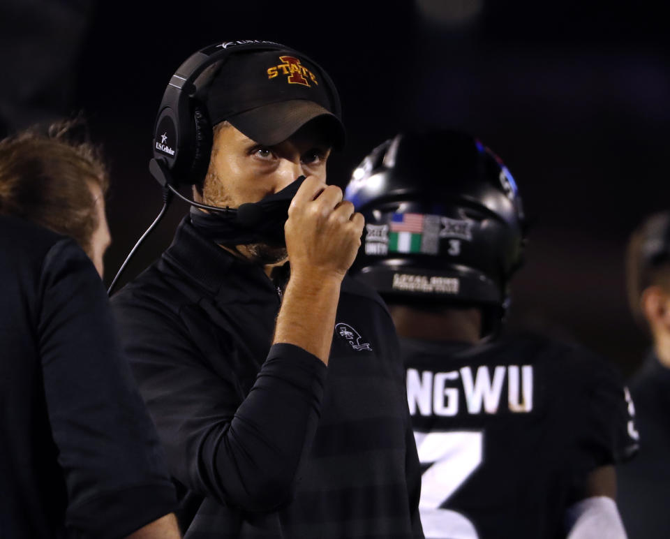 Matt Campbell of the Iowa State Cyclones looks at the scoreboard during a game against Baylor on Nov. 7. (David Purdy/Getty Images)