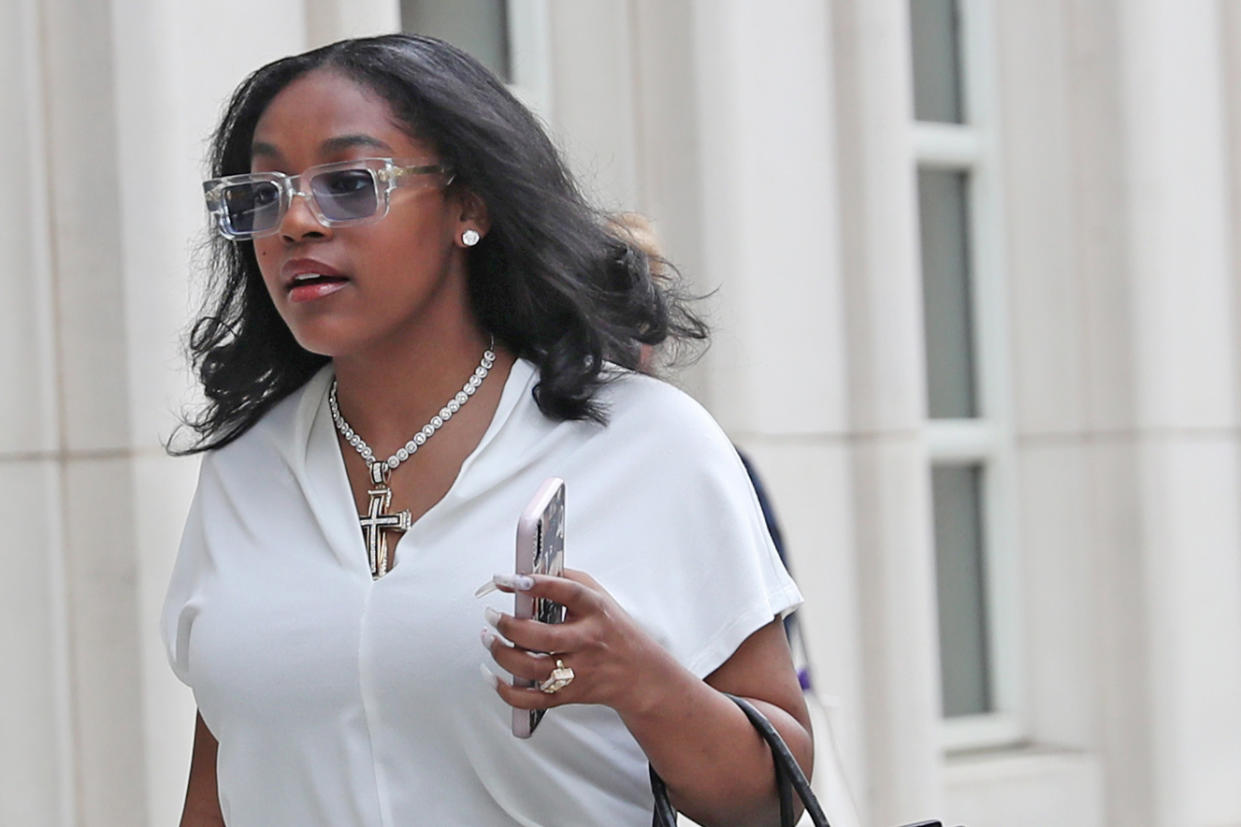 Azriel Clary arrives for R. Kelly's status hearing in New York in 2019. (Shannon Stapleton / Reuters file)