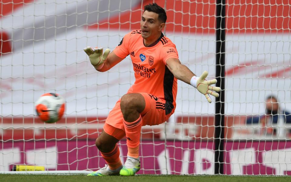 Emi Martinez of Arsenal during the Premier League match between Arsenal FC and Watford FC at Emirates Stadium on July 26, 2020 in London, England - Getty Images