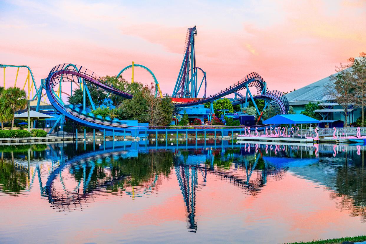 Mako, at SeaWorld Orlando, is the tallest roller coaster in Orlando. It hits speeds of 73 miles per hour.