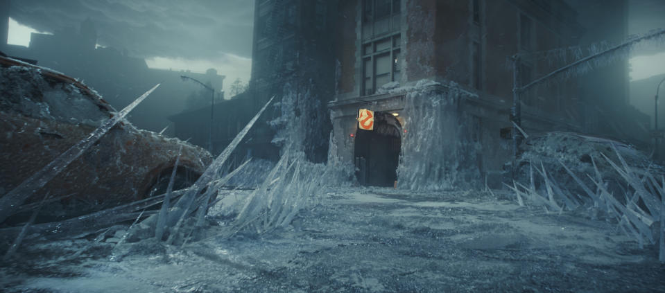 This image released by Columbia Pictures shows a scene from "Ghostbusters: Frozen Empire." (Columbia Pictures/Sony via AP)