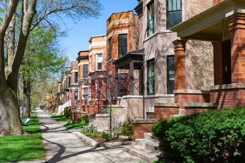 Row of Old Homes in the North Center Neighborhood of Chicago