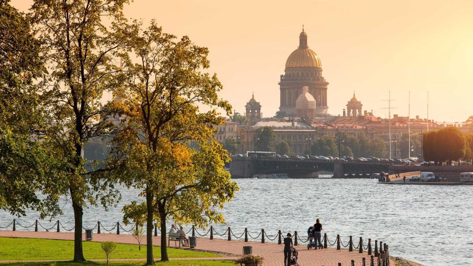 St. Petersburg, view of St. Isaac's cathedral and Neva river.