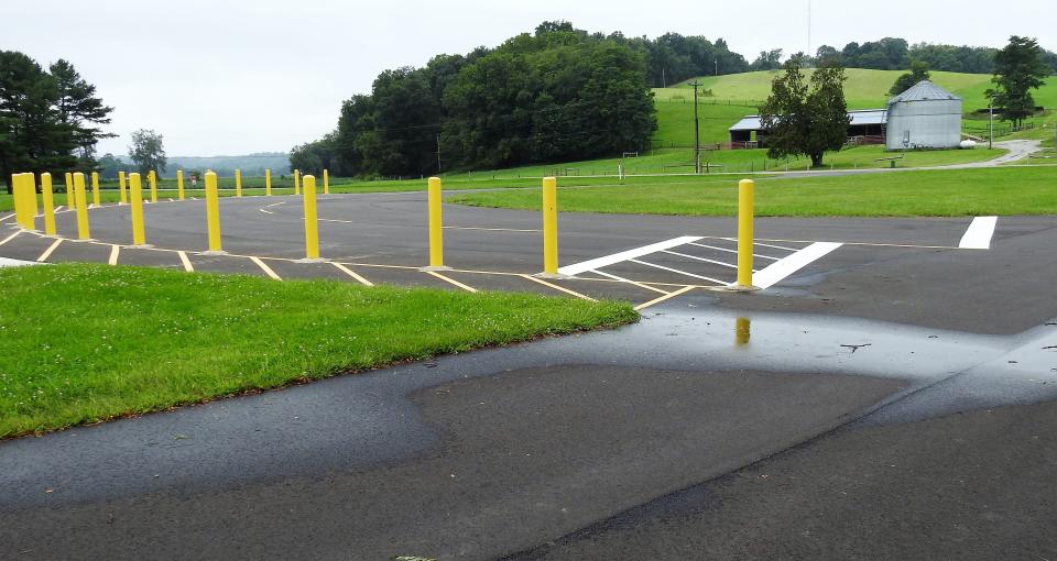 A new bus loop was installed at River View Intermediate School, which was the former junior high. This is separate from the car pick-up and drop-off area at the front of the building.