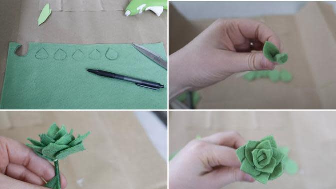 Cara membuat bunga dari kain flanel: sukulen (sumber: The spruce)