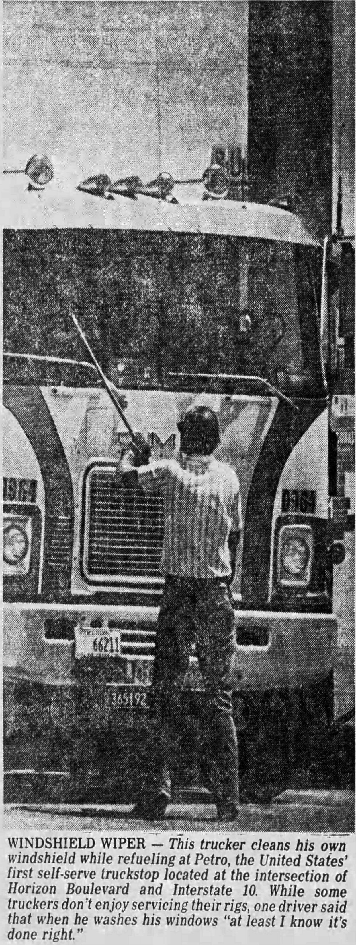 Petro truck stop, the first self-service truck stop in the United States, opened in 1975 at the intersection of Horizon Boulevard and Interstate 10.