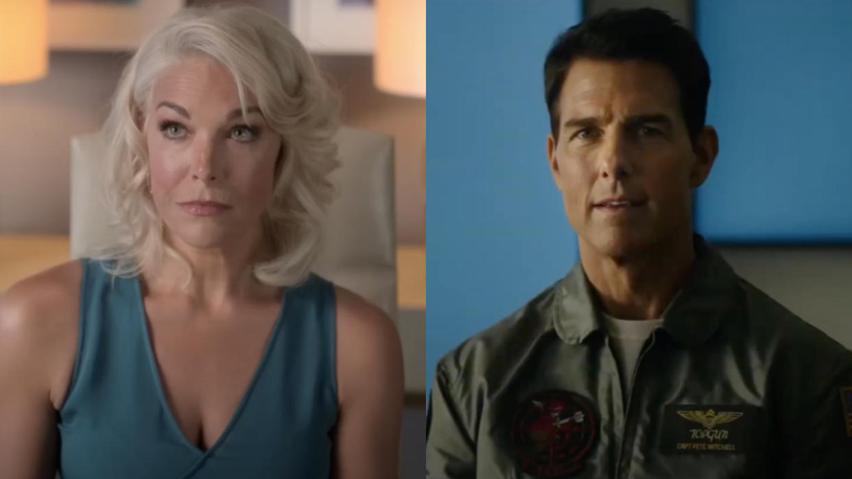  Hannah Waddingham in Ted Lasso, Tom Cruise in Top Gun: Maverick (side by side). 