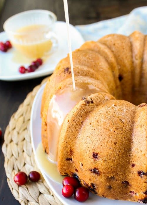 Cranberry Cake with Warm Vanilla Butter Sauce