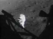 U.S. Astronaut Neil Armstrong turns towards the lunar module on the moon in this handout photo from NASA.