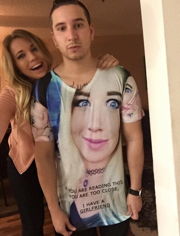 This Genius Woman Is Making Sure No One Hits on Her Man With This Terrifying Shirt