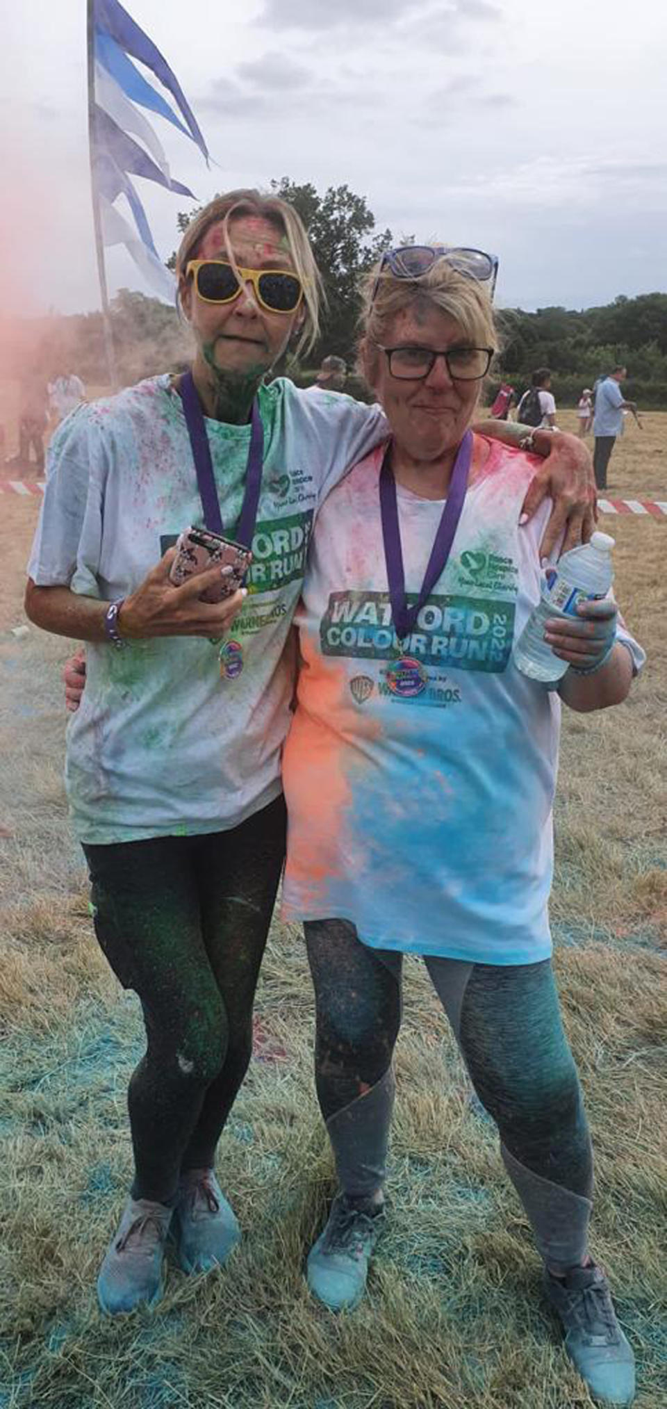 The friends taking part in a colour run. (Collect/PA Real Life)