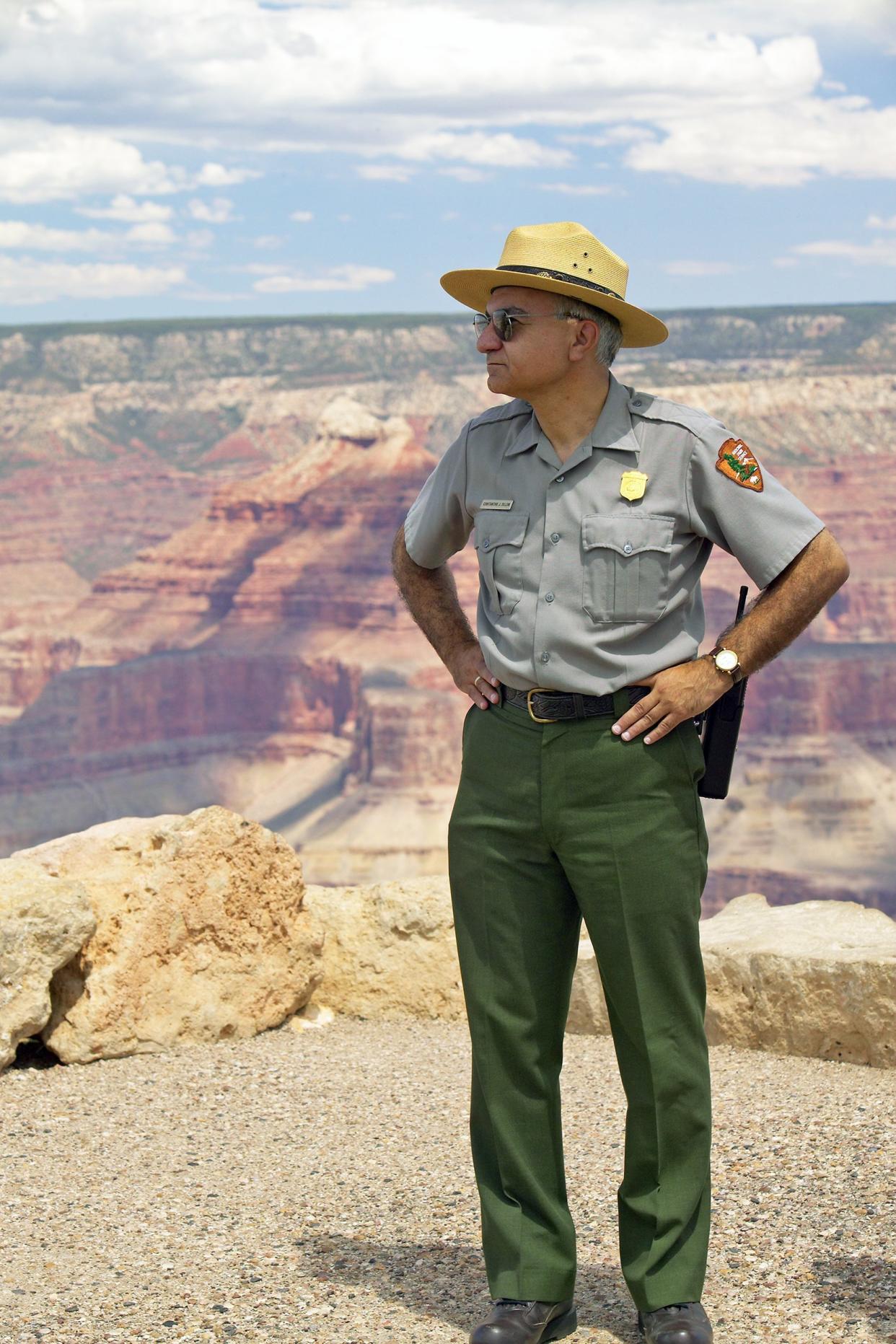 senior man park ranger at South Rim of Grand Canyon National Park