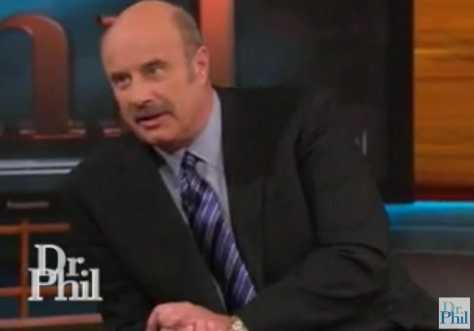 Dr. Phil McGraw counsels a guest on his show, "Dr. Phil," about the importance of internet safety