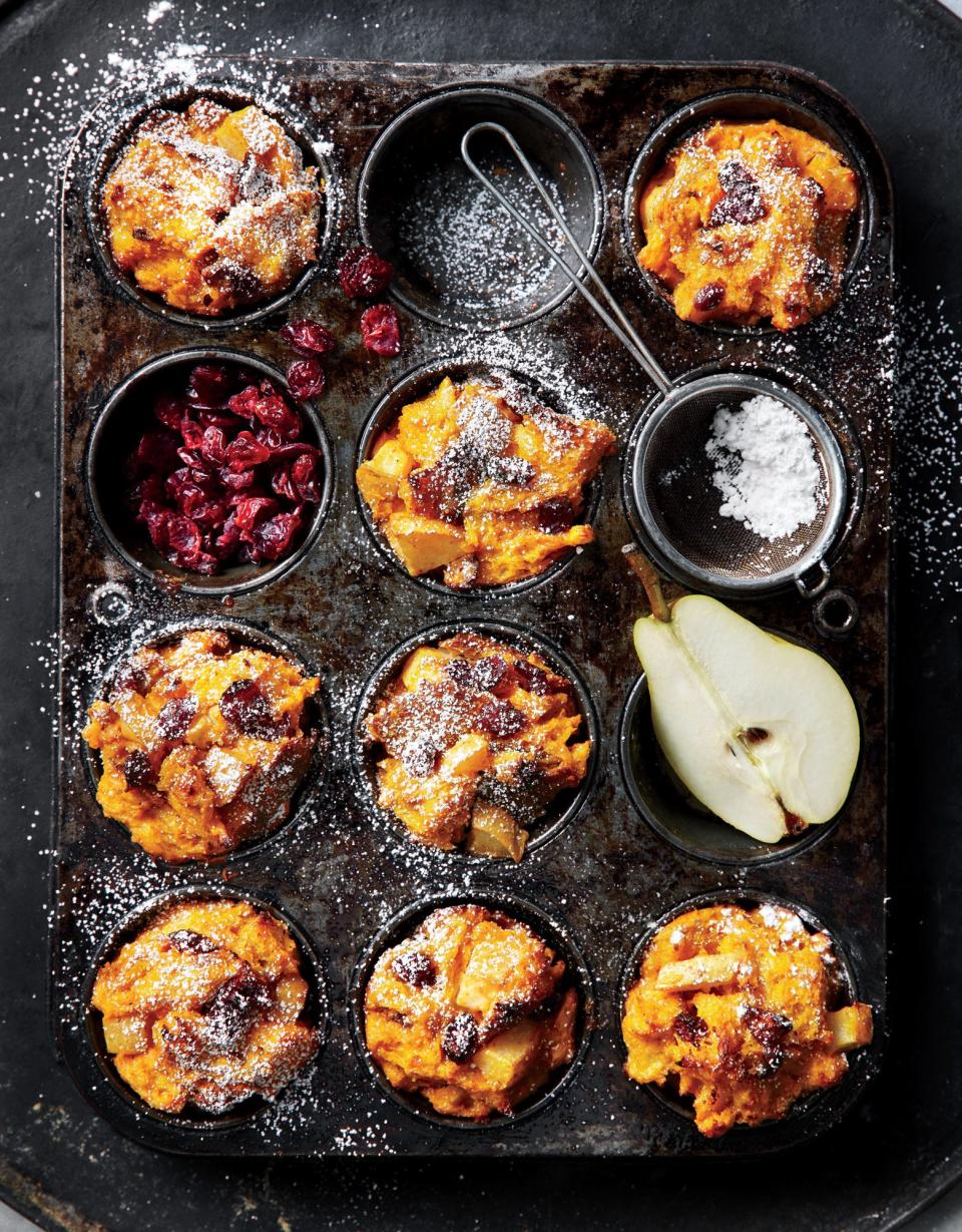 Muffin-Tin Pumpkin-and-Pear Stratas