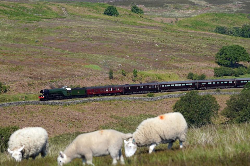 A steam engine passes through the Yorkshire Moors (PA)