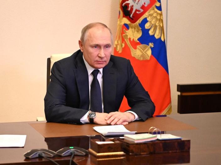 Russian President Vladimir Putin seen on March 03, 2022 in Moscow, Russia.