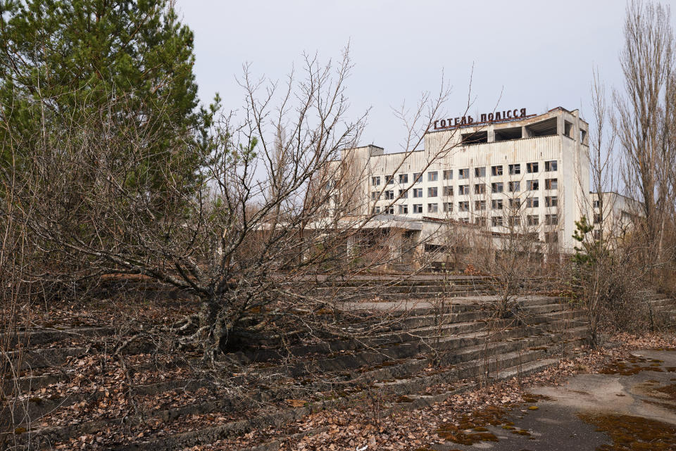  An abandoned the building of hotel "Polissya" in the Pripyat, near the Chernobyl nuclear power plant in the Exclusion Zone, Ukraine. (Photo: Vitaliy Holovin/Corbis via Getty images)